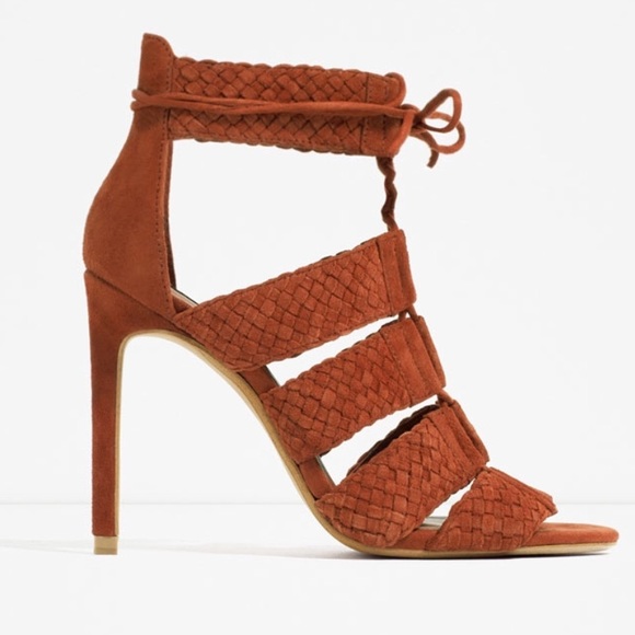 zara tie up sandals